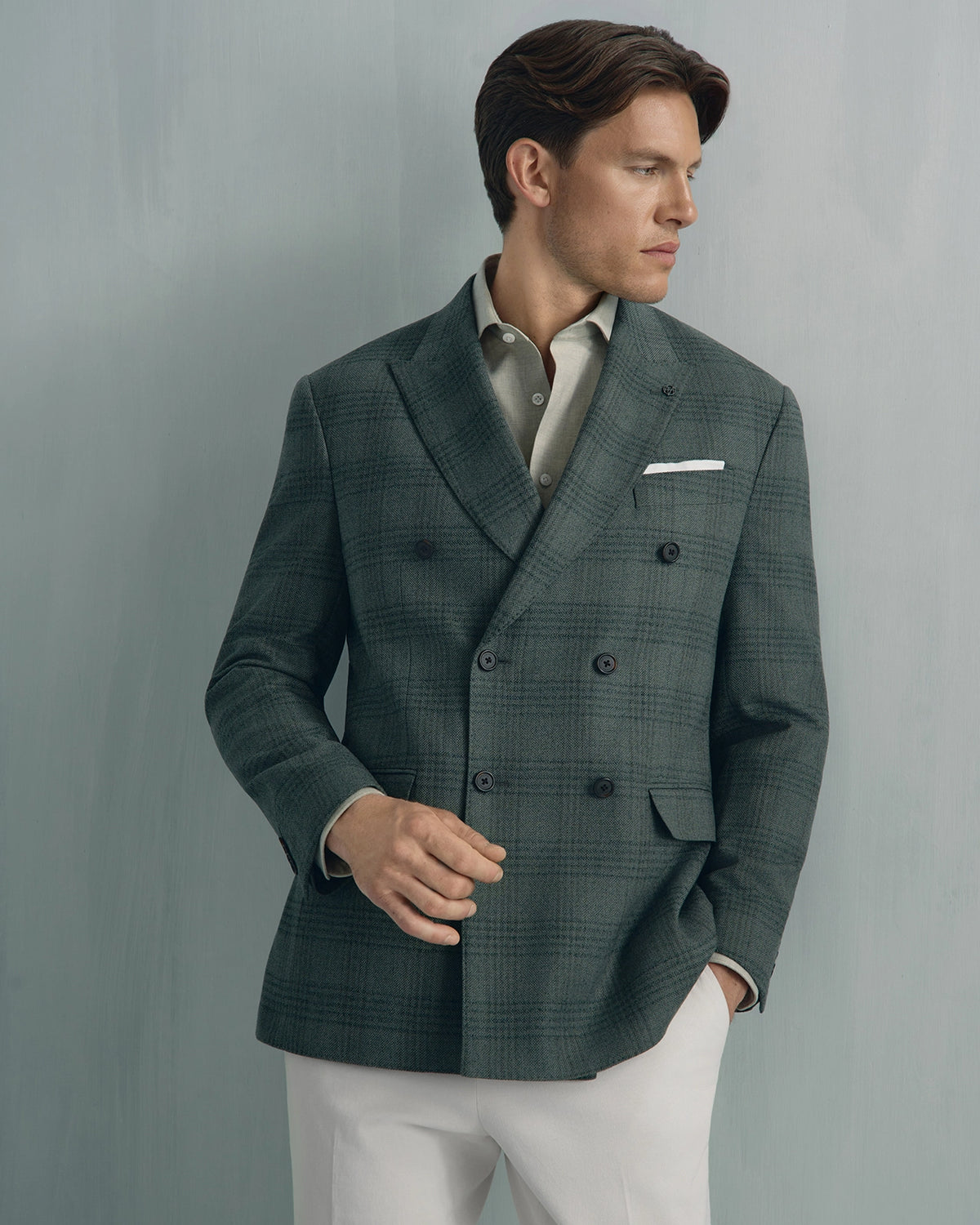 Linate Saxony Wool Check Jacket - Linate Saxony Wool Check Jacket Sage