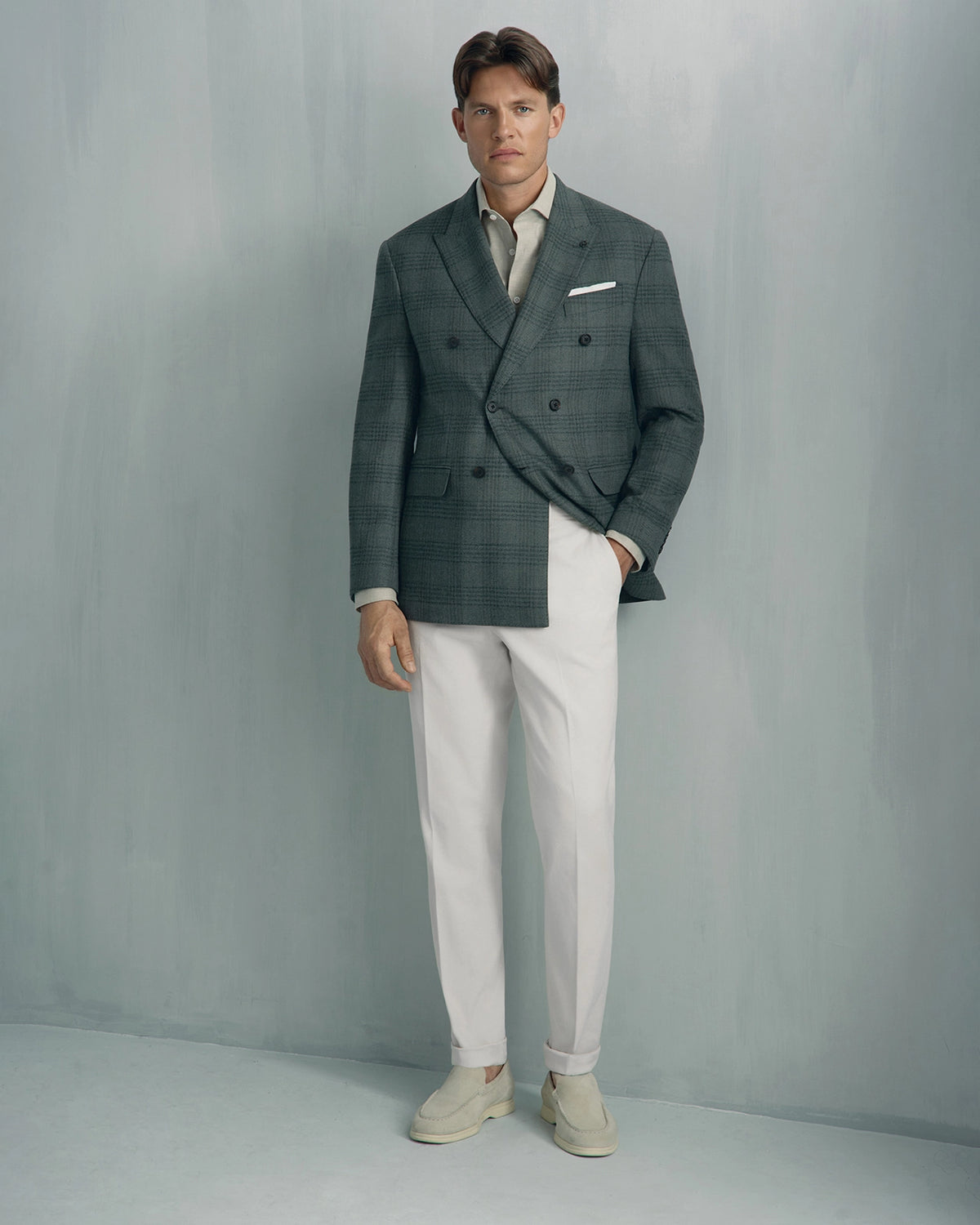 Linate Saxony Wool Check Jacket - Linate Saxony Wool Check Jacket Sage