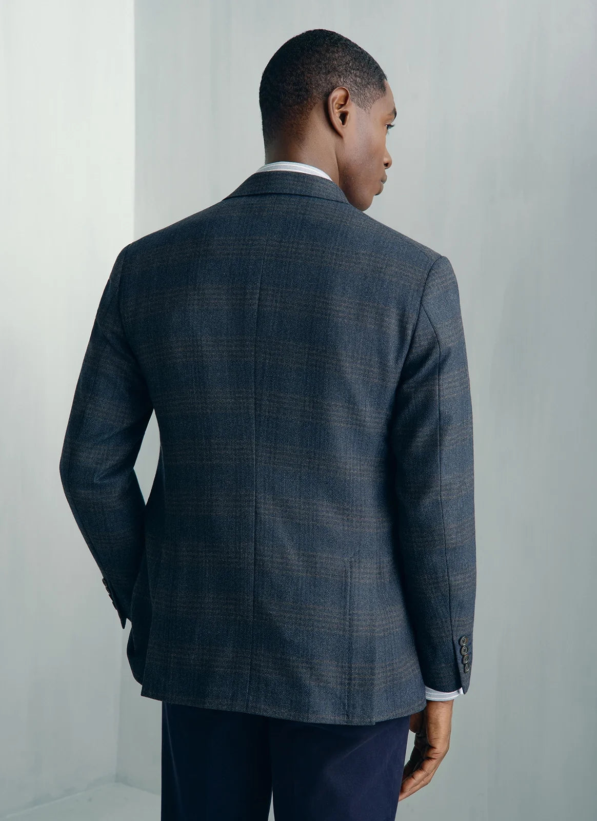 Linate Saxony Wool Check Jacket - Linate Saxony Wool Check Jacket Navy