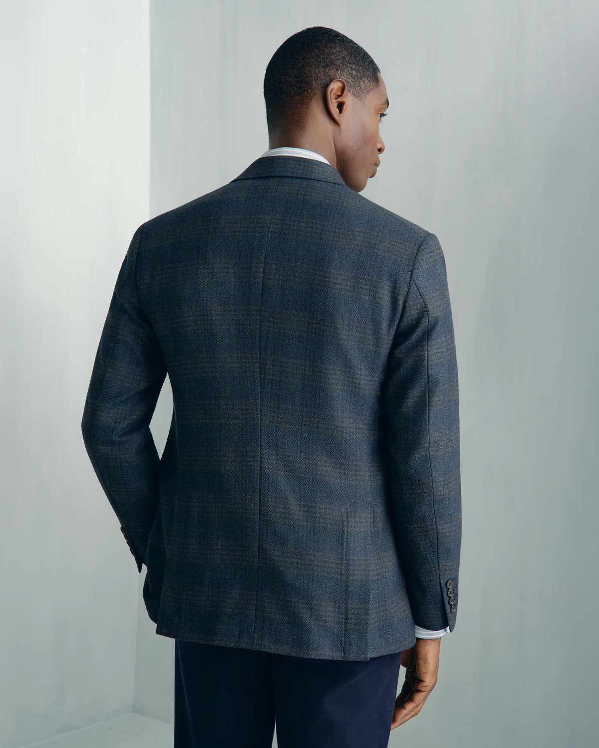 Linate Saxony Wool Check Jacket - Linate Saxony Wool Check Jacket Navy