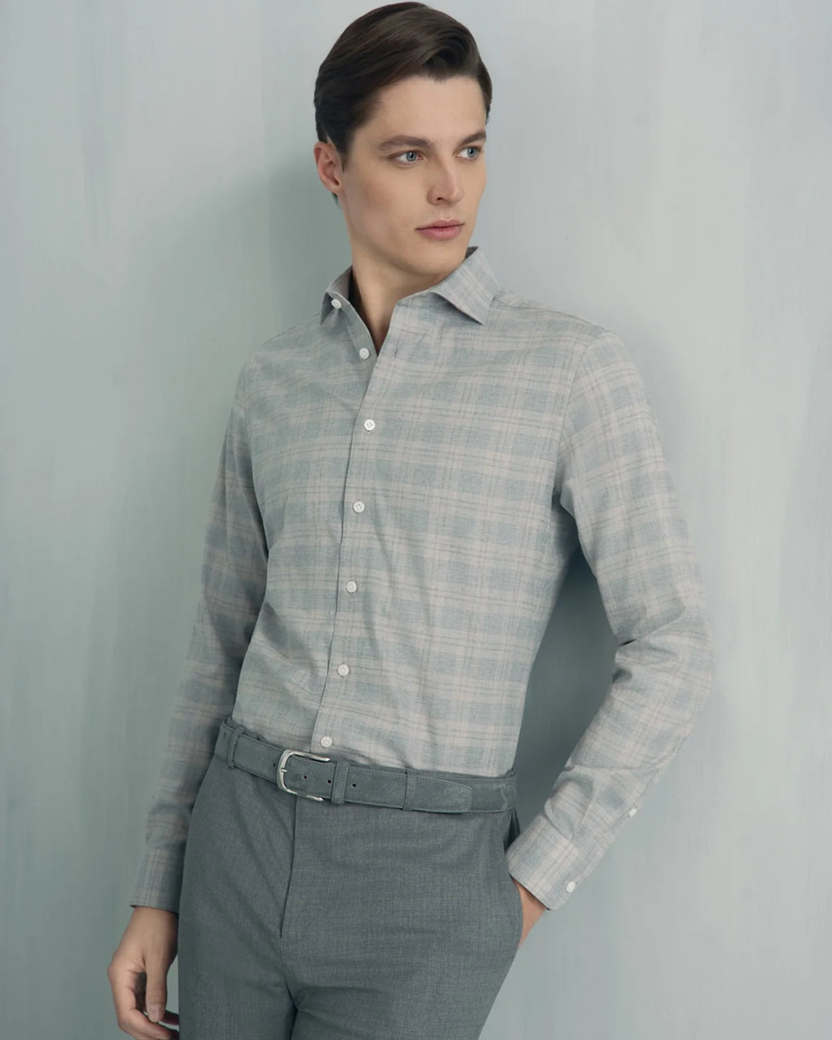 Performance Cotton Everyday Shirt - Performance Cotton Everyday Shirt Grey Melange Check