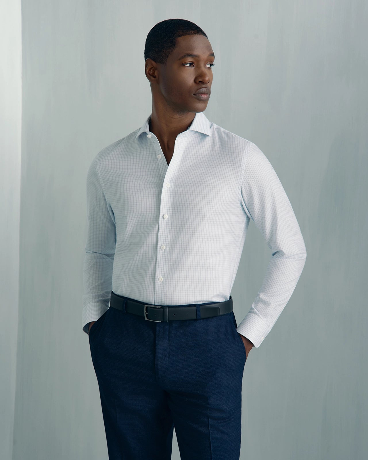 For general description, go to 'Main Product Description' region - Performance Cotton Everyday Shirt - Performance Cotton Everyday Shirt Light Blue Check