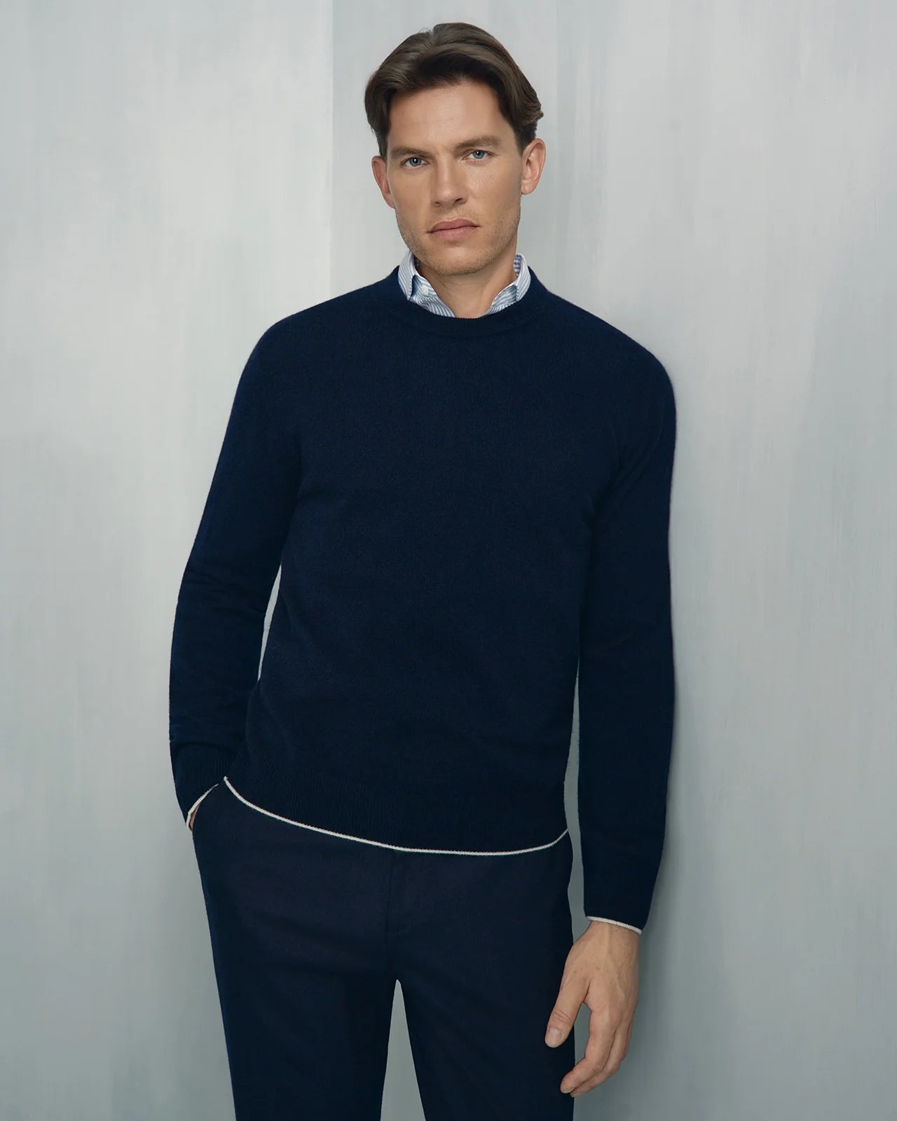 For general description, go to 'Main Product Description' region - Chamonix Cashmere Crew Neck Pullover - Chamonix Cashmere Crew Neck Pullover Navy