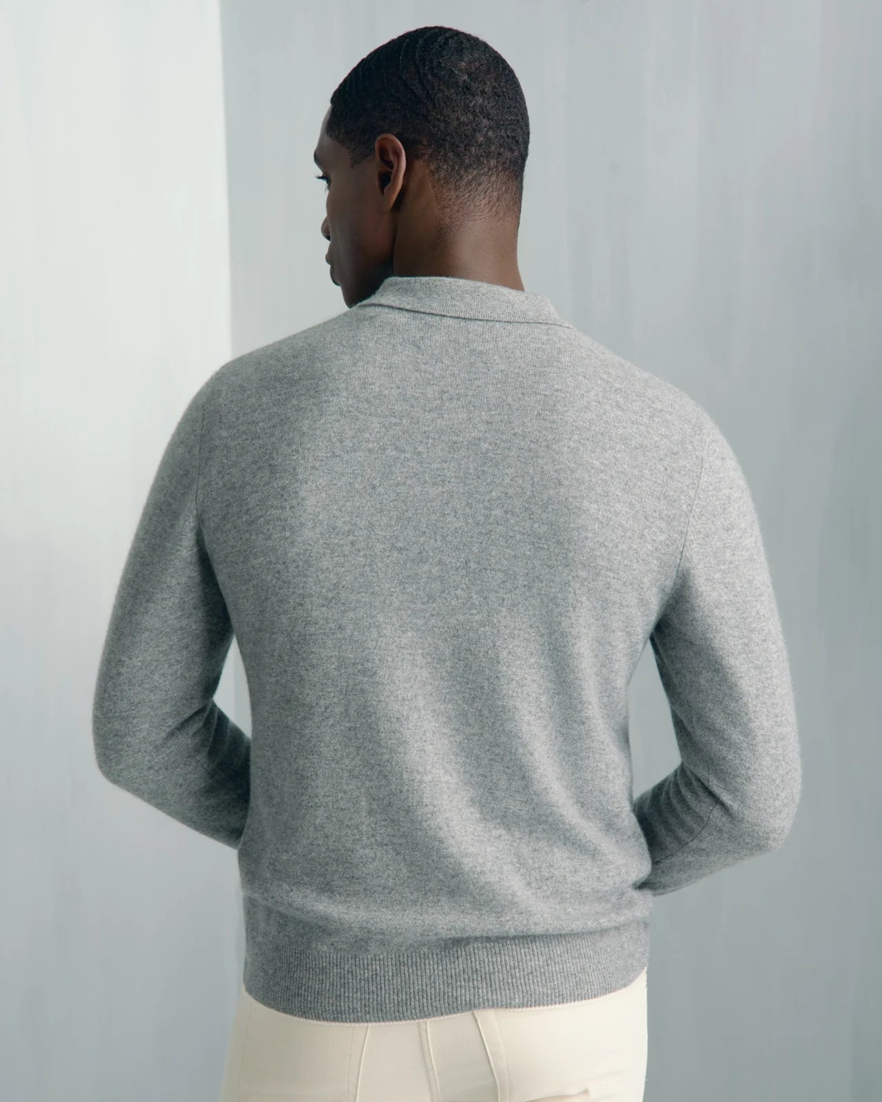 Chamonix Cashmere Long Sleeve Knit Polo - Chamonix Cashmere Long Sleeve Knit Polo Grey