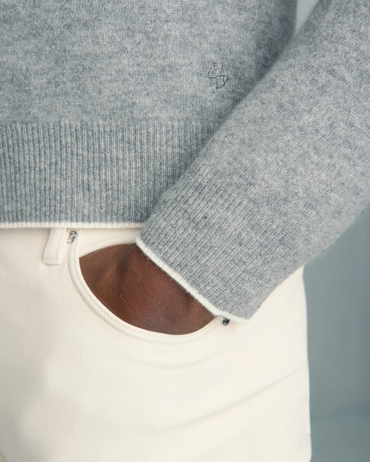 Chamonix Cashmere Long Sleeve Knit Polo - Chamonix Cashmere Long Sleeve Knit Polo Grey