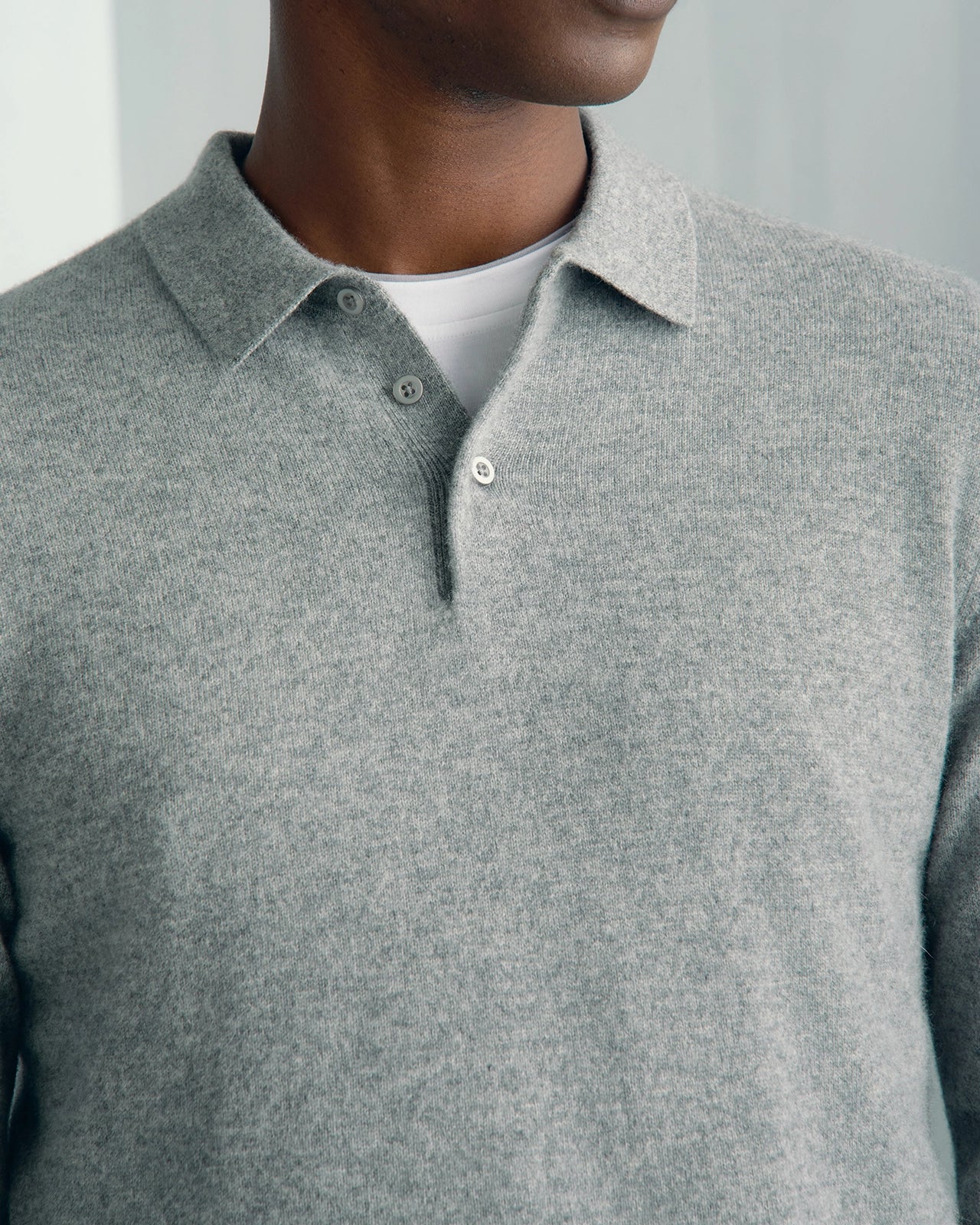 Chamonix Cashmere Long Sleeve Knit Polo - Chamonix Cashmere Long Sleeve Knit Polo Grey