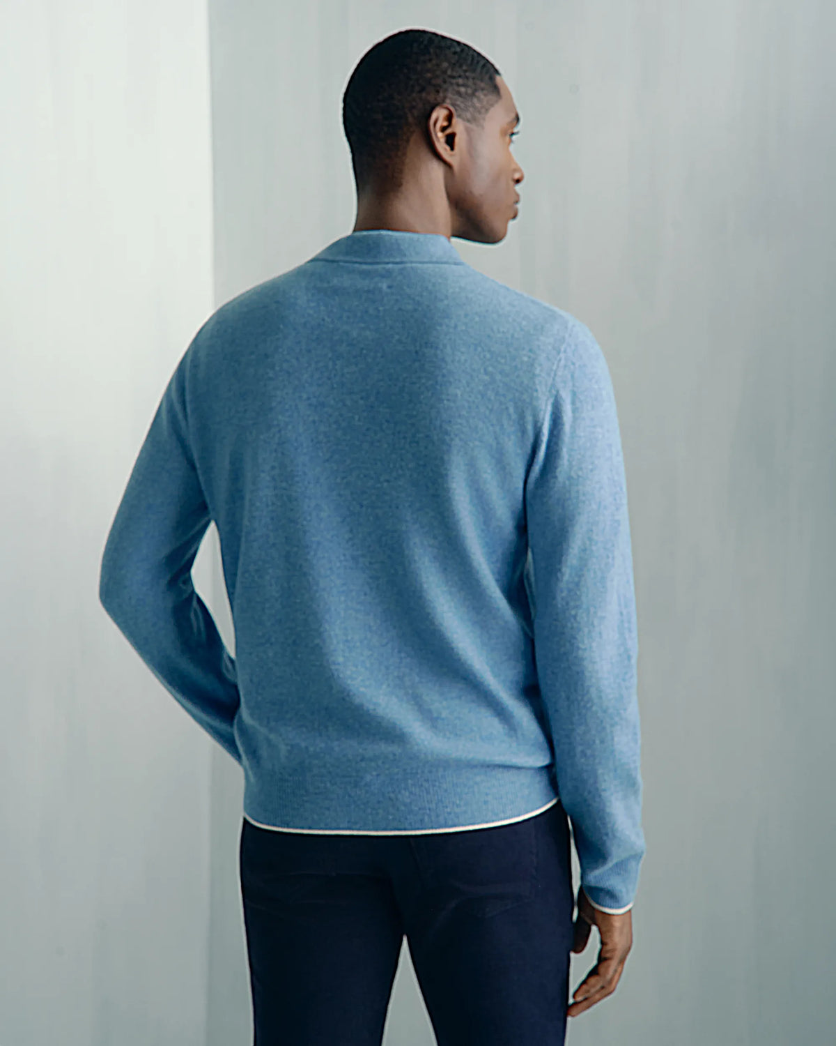 Chamonix Cashmere Long Sleeve Knit Polo - Chamonix Cashmere Long Sleeve Knit Polo Blue