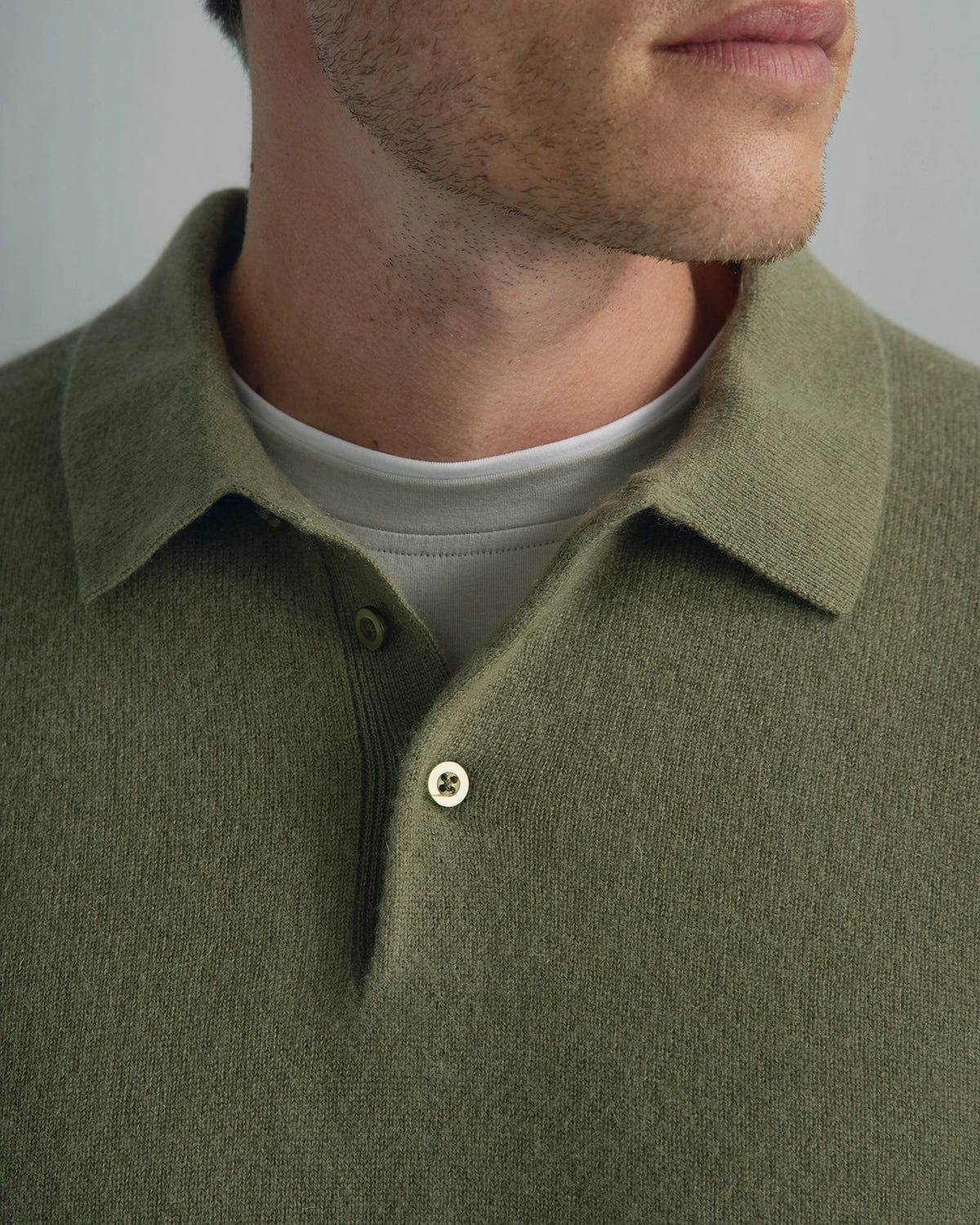 Chamonix Cashmere Long Sleeve Knit Polo - Chamonix Cashmere Long Sleeve Knit Polo Sage