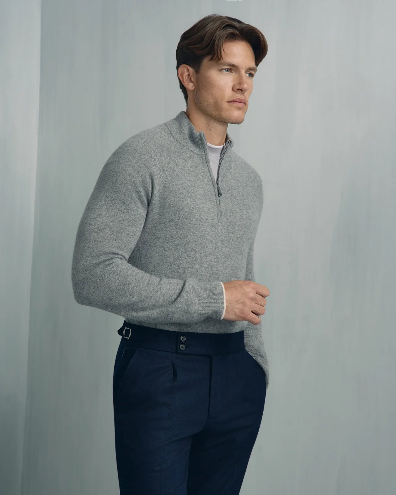 For general description, go to 'Main Product Description' region - Chamonix Cashmere 1/4 Zip - Chamonix Cashmere 1/4 Zip Grey