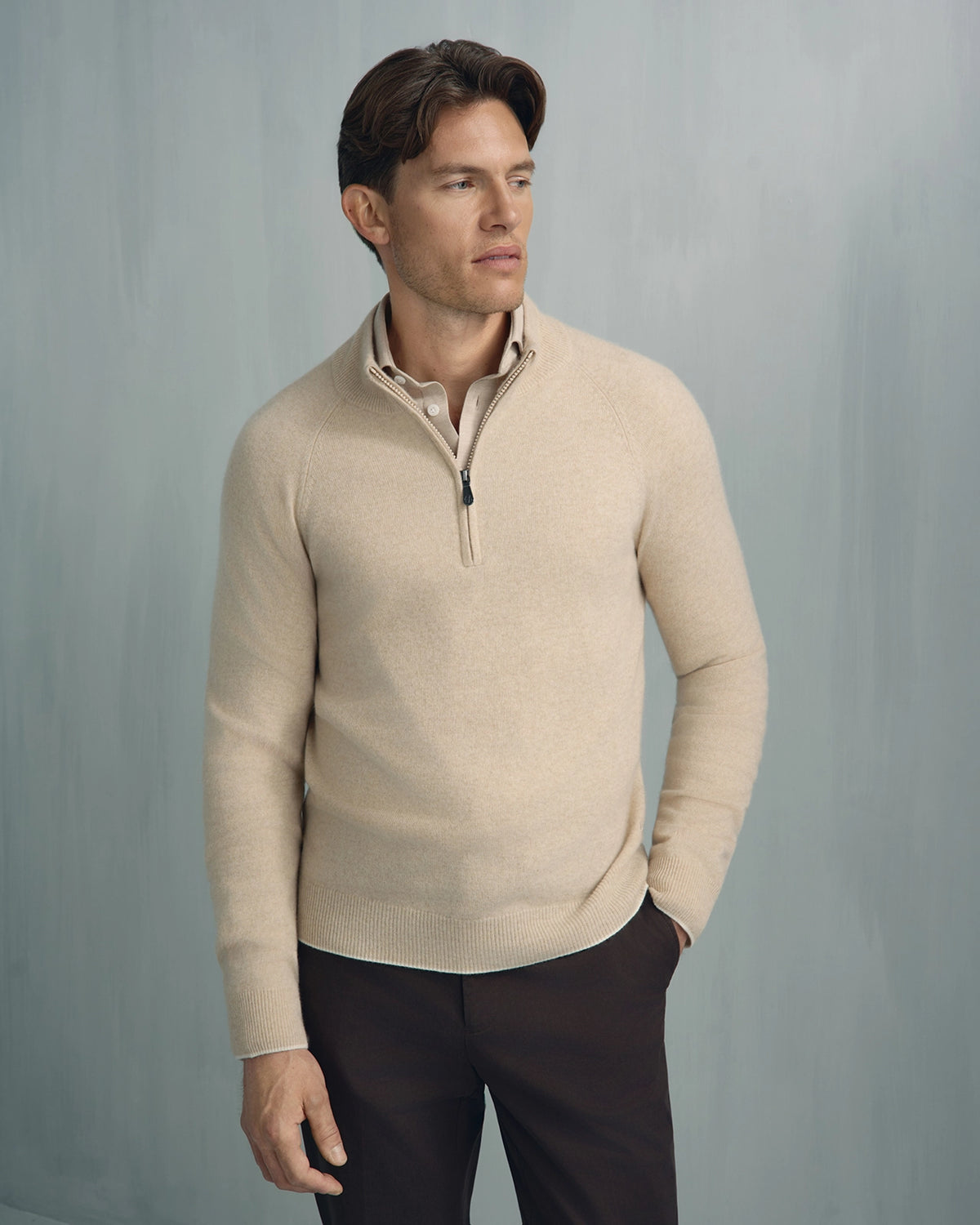 Chamonix Cashmere 1/4 Zip - Htr Cream
