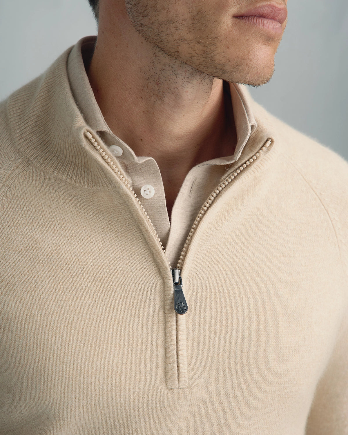 Chamonix Cashmere 1/4 Zip - Htr Cream