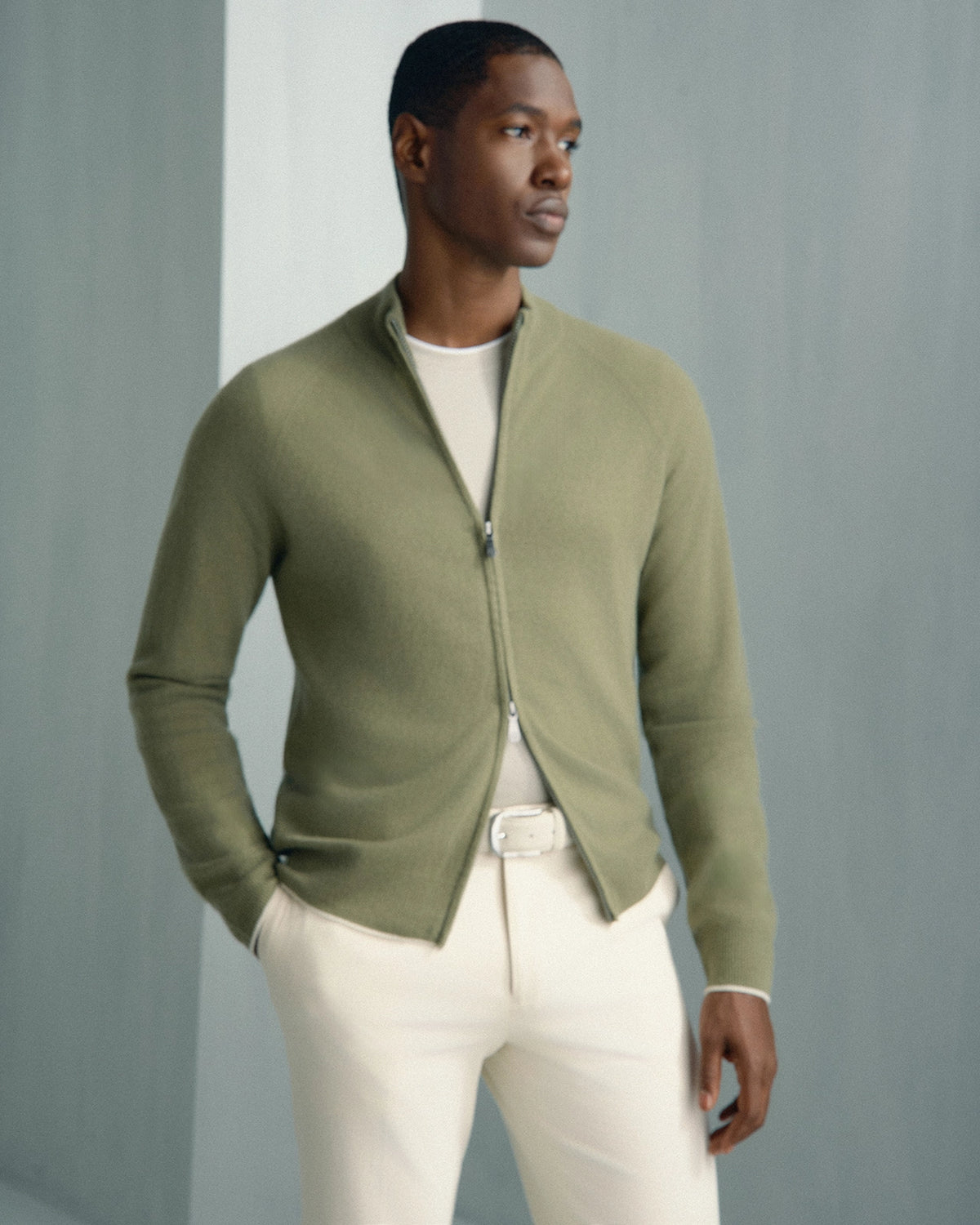 Chamonix Cashmere Full Zip - Chamonix Cashmere Full Zip Sage