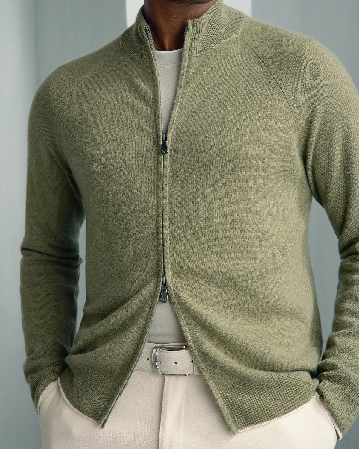 Chamonix Cashmere Full Zip - Chamonix Cashmere Full Zip Sage