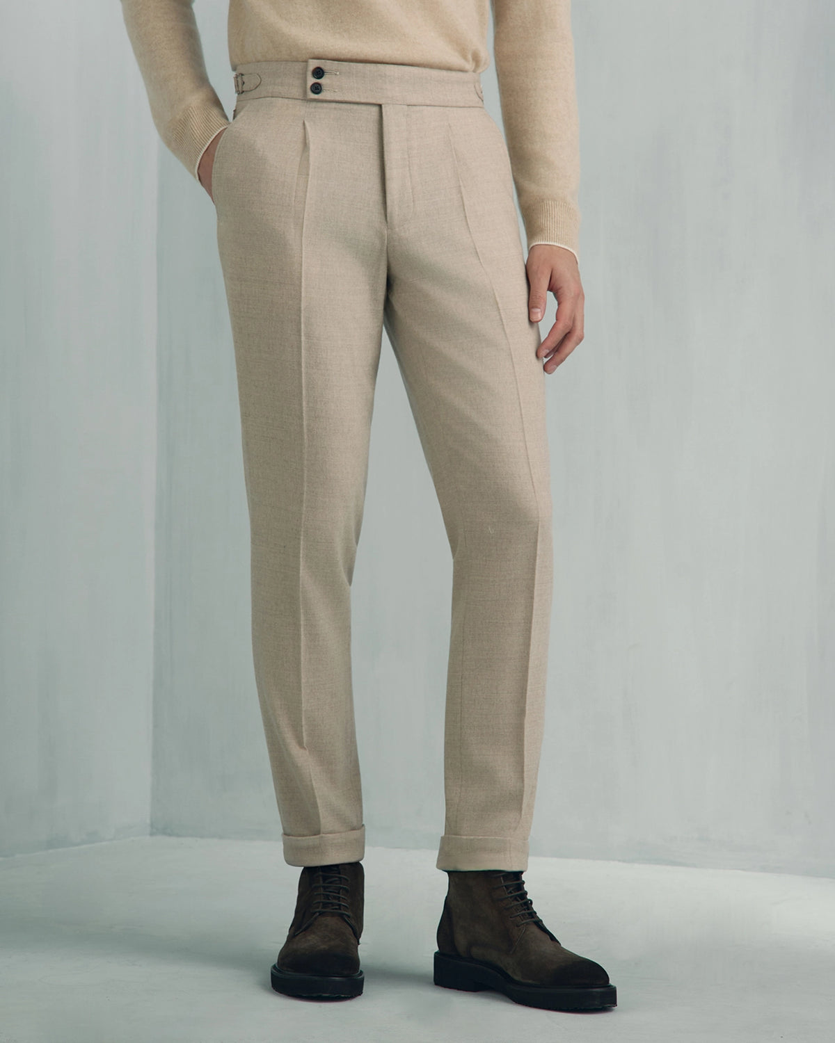 Modena Wool Cashmere Travel Pant - Modena Wool Cashmere Travel Pant Cream