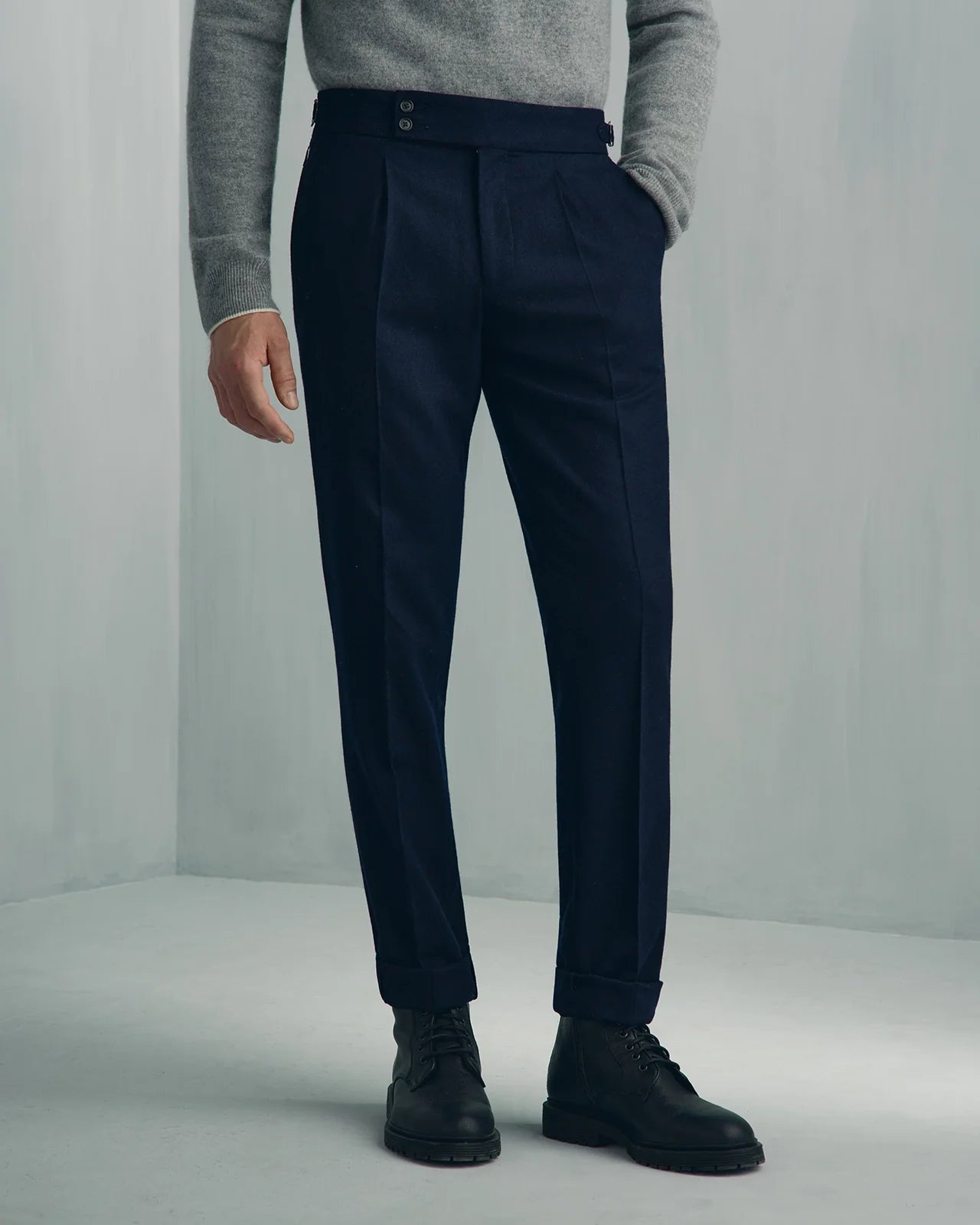 For general description, go to 'Main Product Description' region - Modena Wool Cashmere Travel Pant - Modena Wool Cashmere Travel Pant Navy