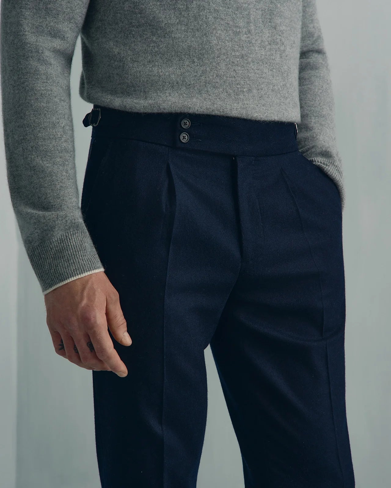 Modena Wool Cashmere Travel Pant - Modena Wool Cashmere Travel Pant Navy