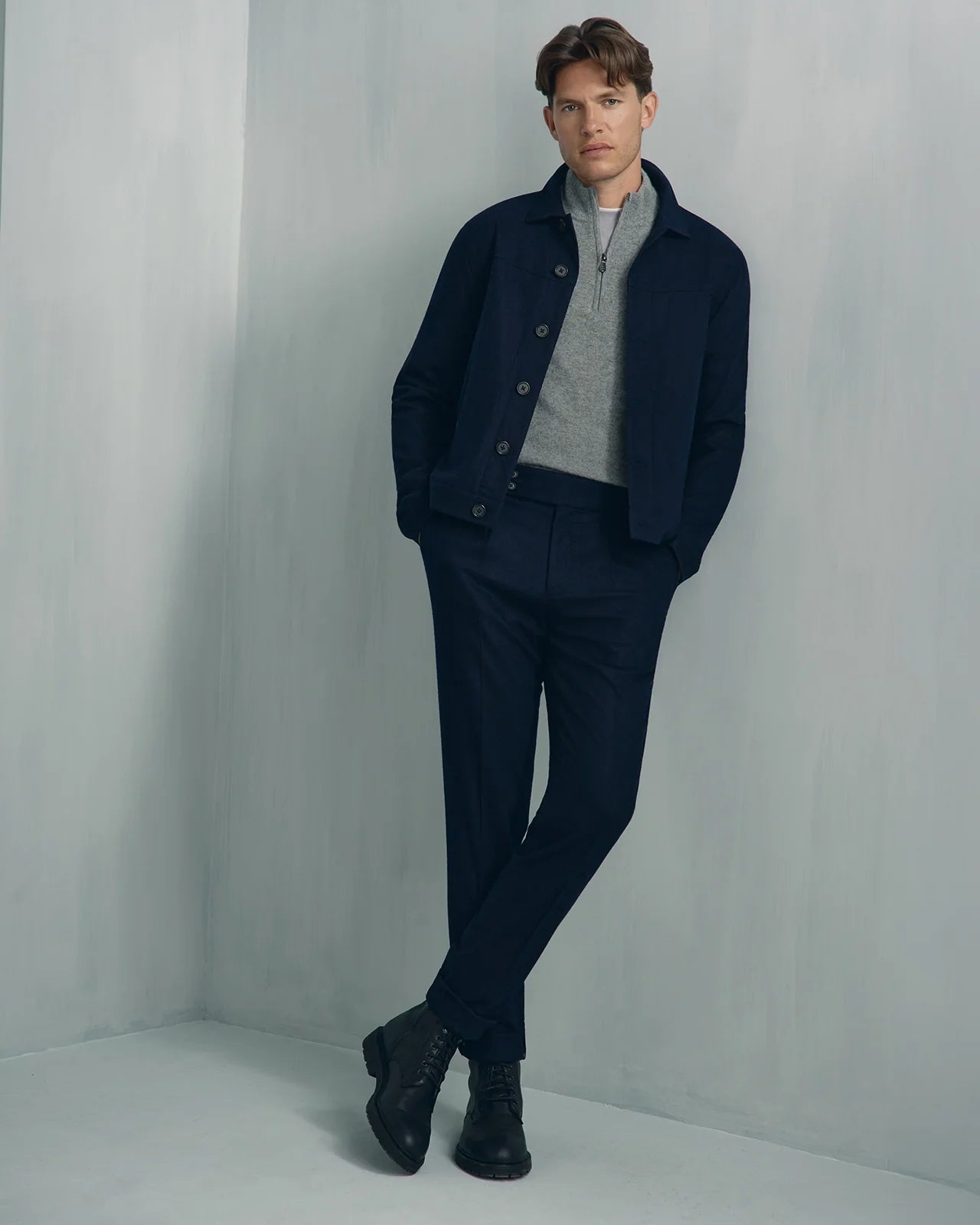 Modena Wool Cashmere Travel Pant - Modena Wool Cashmere Travel Pant Navy