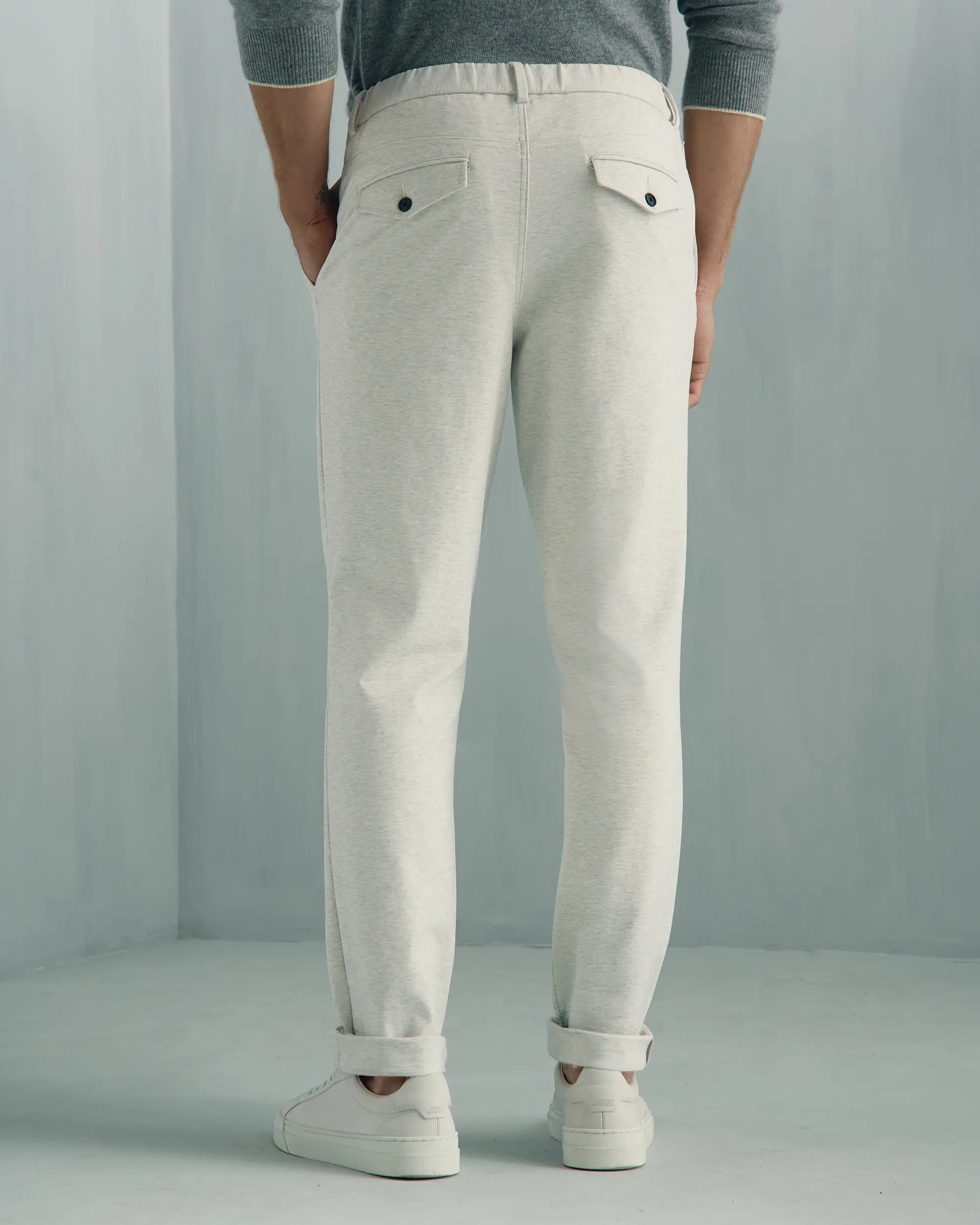 Como Cotton Nylon Knit Pant - Como Cotton Nylon Knit Pant Melange Cream