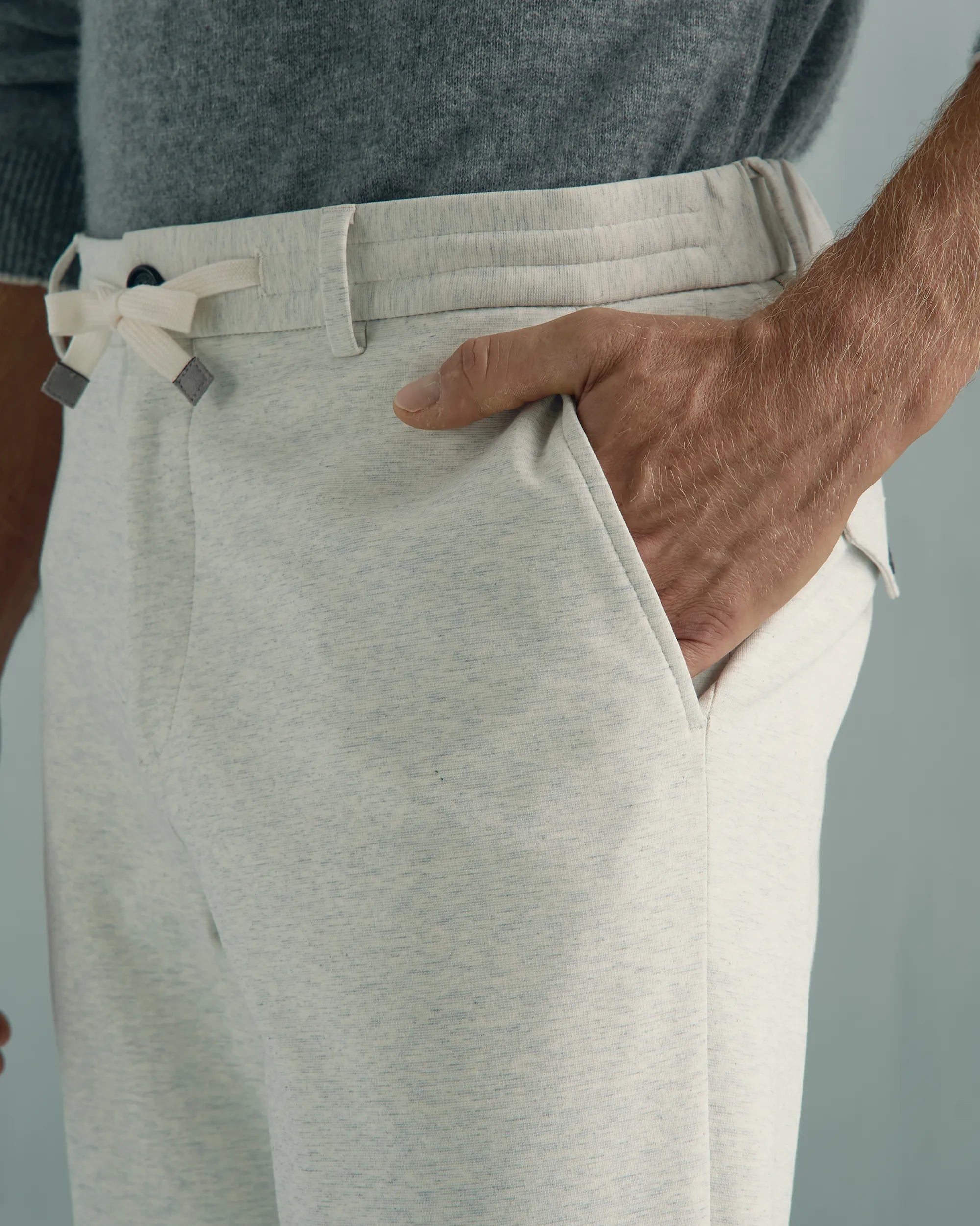 Como Cotton Nylon Knit Pant - Como Cotton Nylon Knit Pant Melange Cream