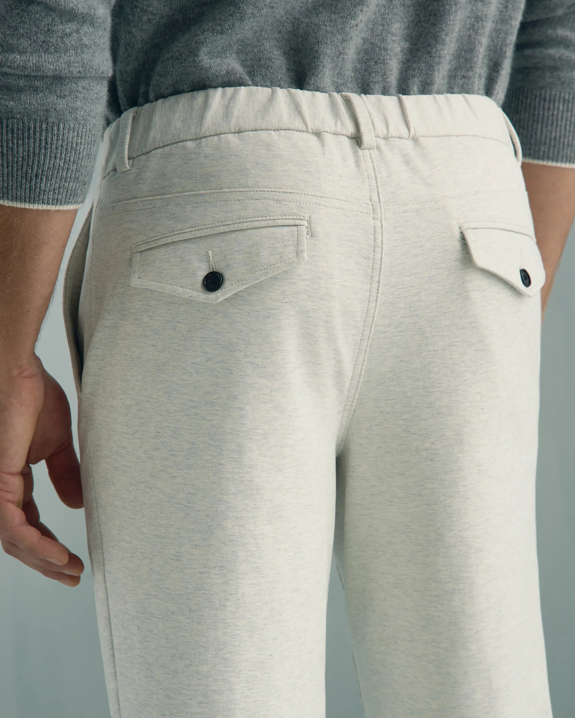 Como Cotton Nylon Knit Pant - Como Cotton Nylon Knit Pant Melange Cream