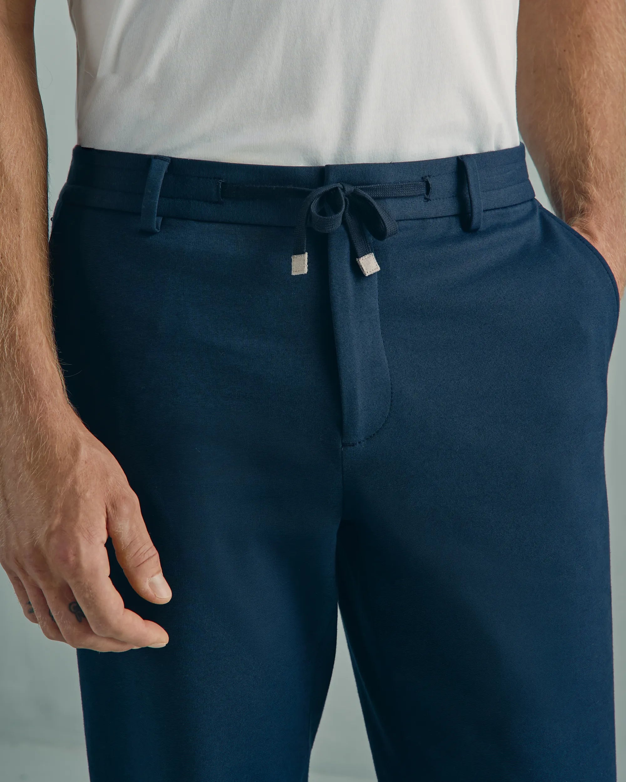 Como Cotton Nylon Knit Pant - Como Cotton Nylon Knit Pant Navy