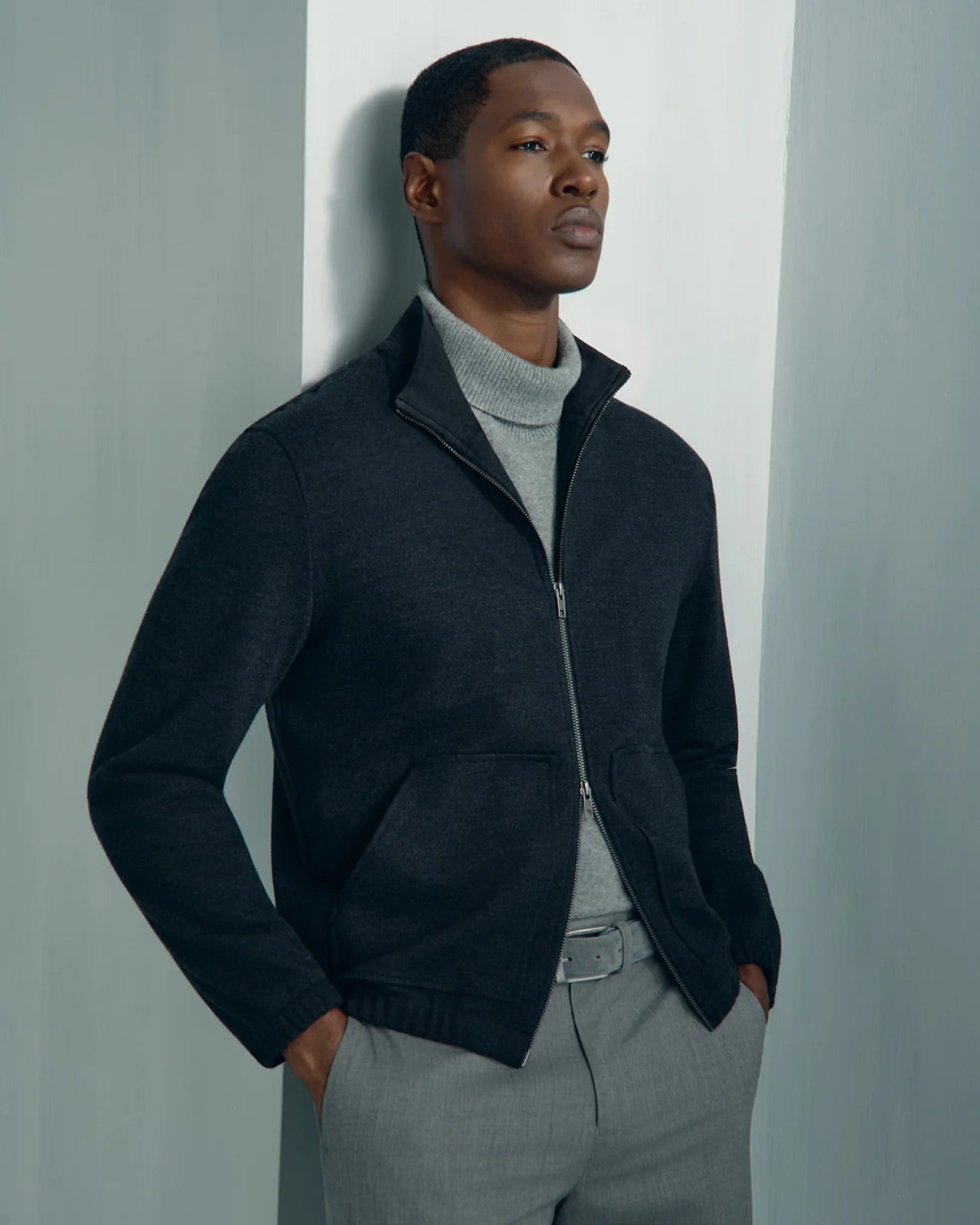 For general description, go to 'Main Product Description' region - Kingston Wool Bomber Jacket - Kingston Wool Bomber Jacket Charcoal
