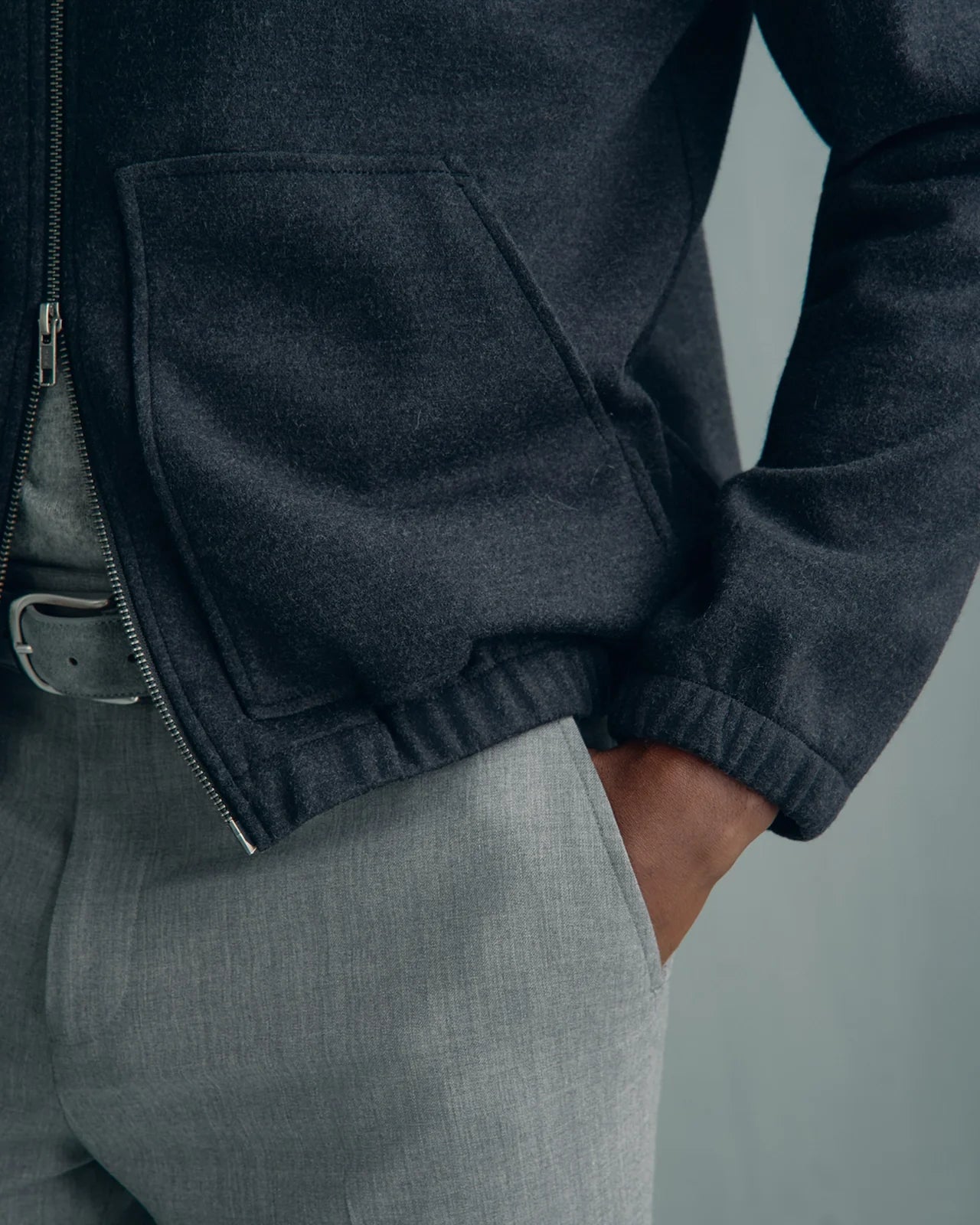 Kingston Wool Bomber Jacket - Kingston Wool Bomber Jacket Charcoal