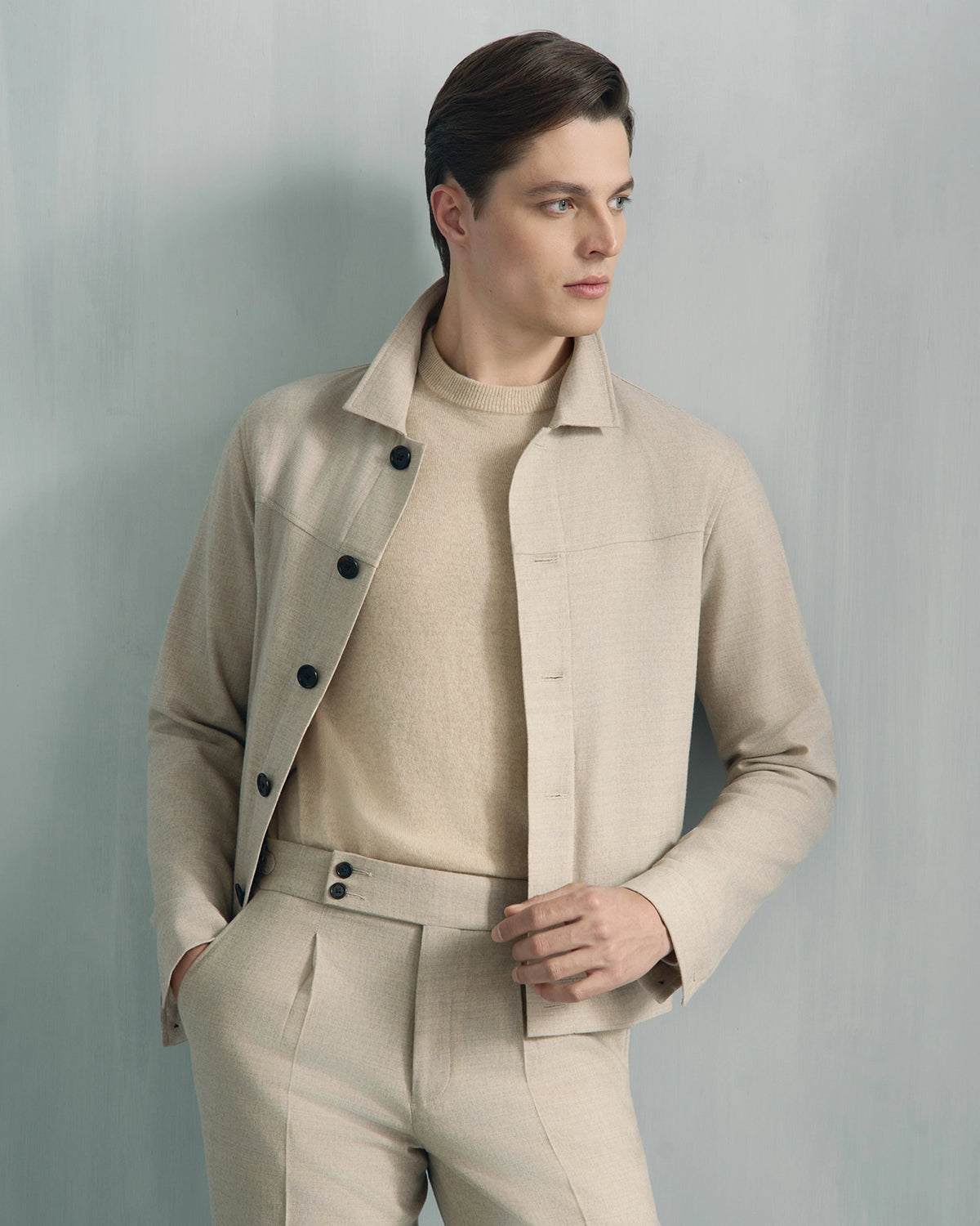 Vaughan Wool Cashmere Jacket - Vaughan Wool Cashmere Jacket Cream