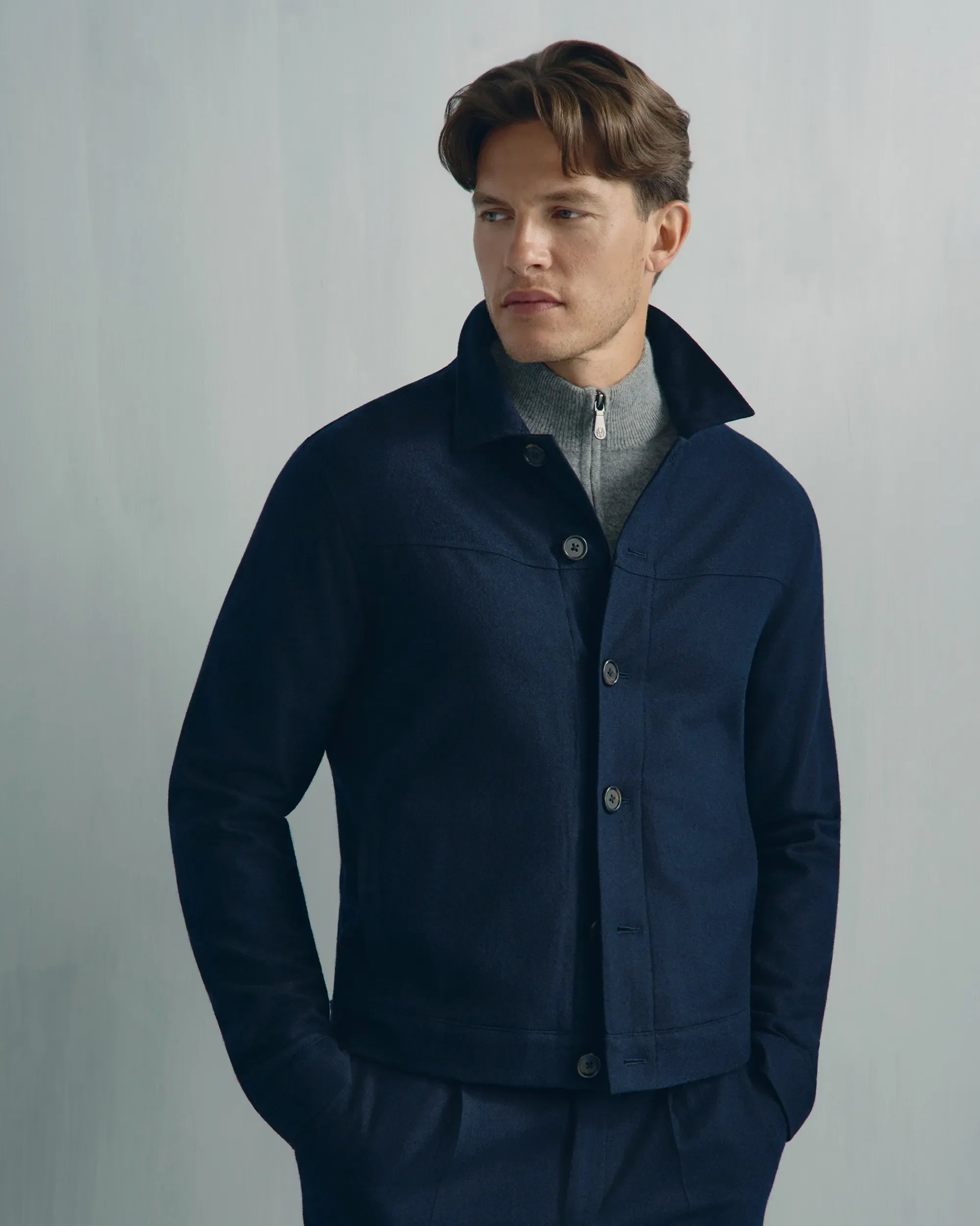 Vaughan Wool Cashmere Jacket - Vaughan Wool Cashmere Jacket Navy