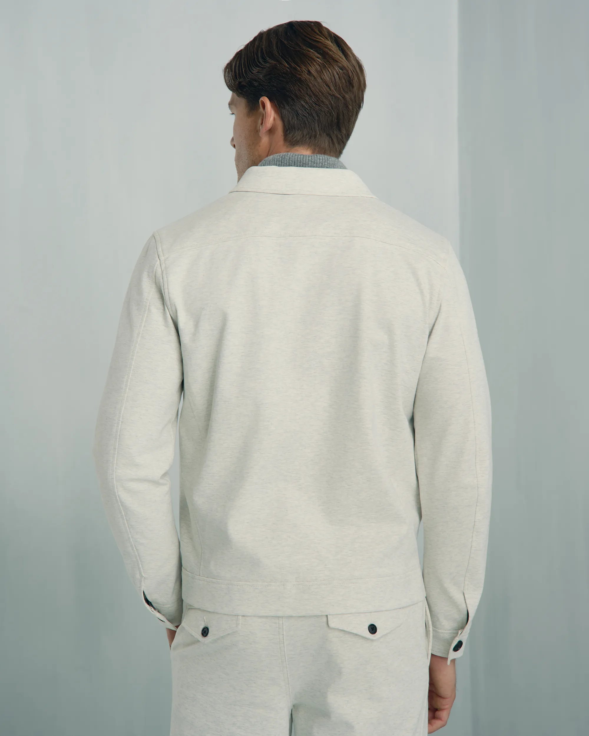 Windsor Cotton Nylon Knit Jacket - Windsor Cotton Nylon Knit Jacket Melange Cream