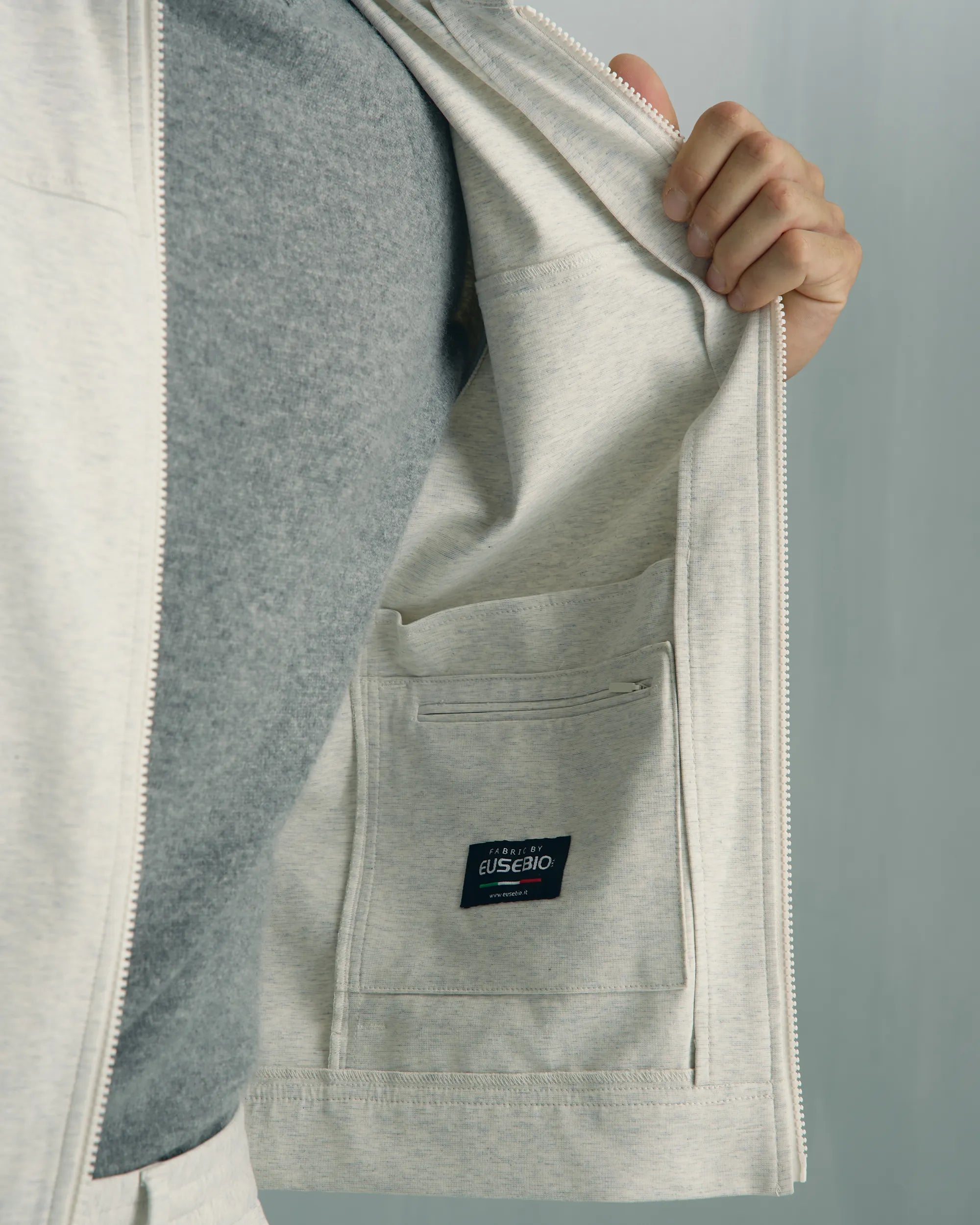Windsor Cotton Nylon Knit Jacket - Windsor Cotton Nylon Knit Jacket Melange Cream