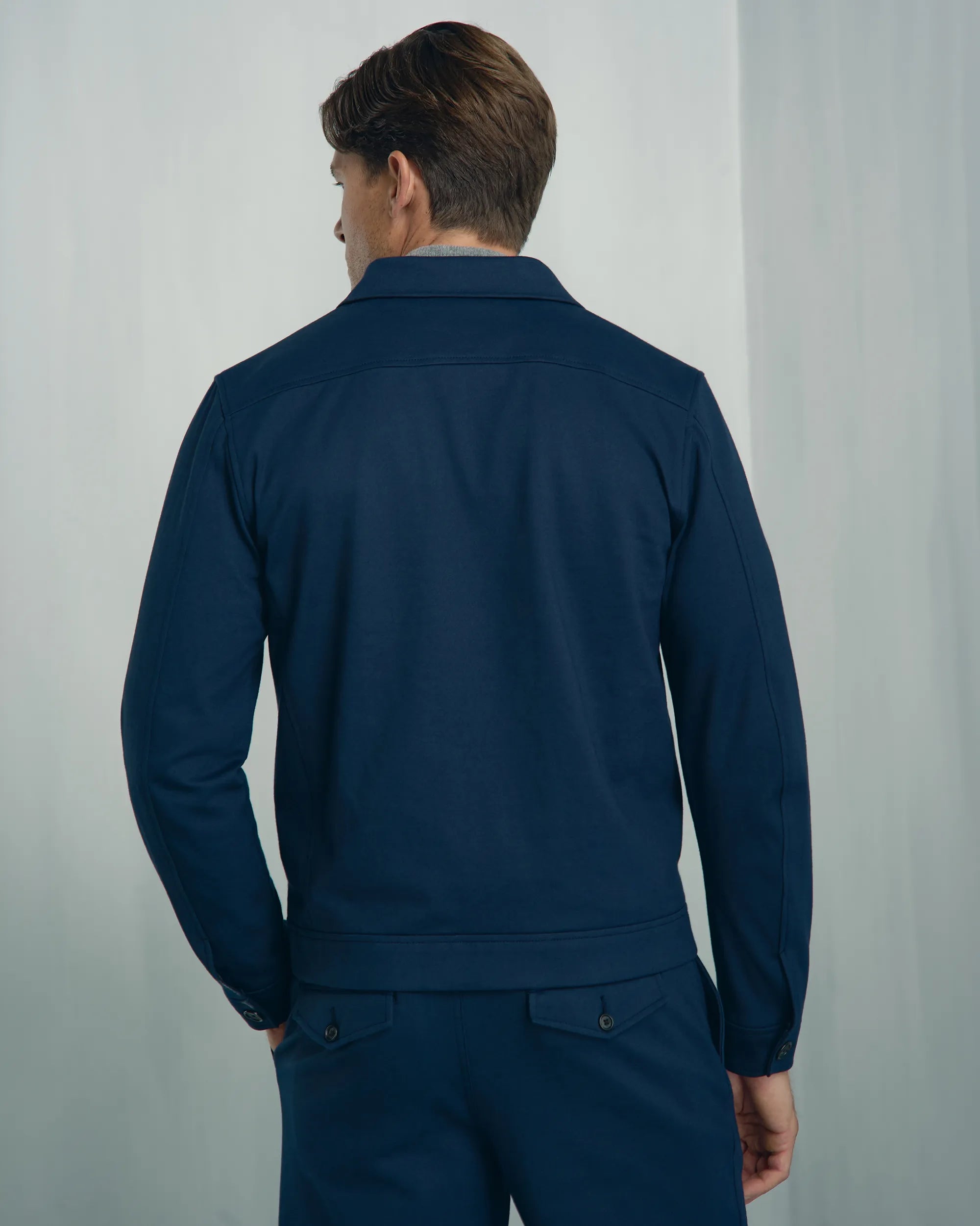 Windsor Cotton Nylon Knit Jacket - Windsor Cotton Nylon Knit Jacket Navy