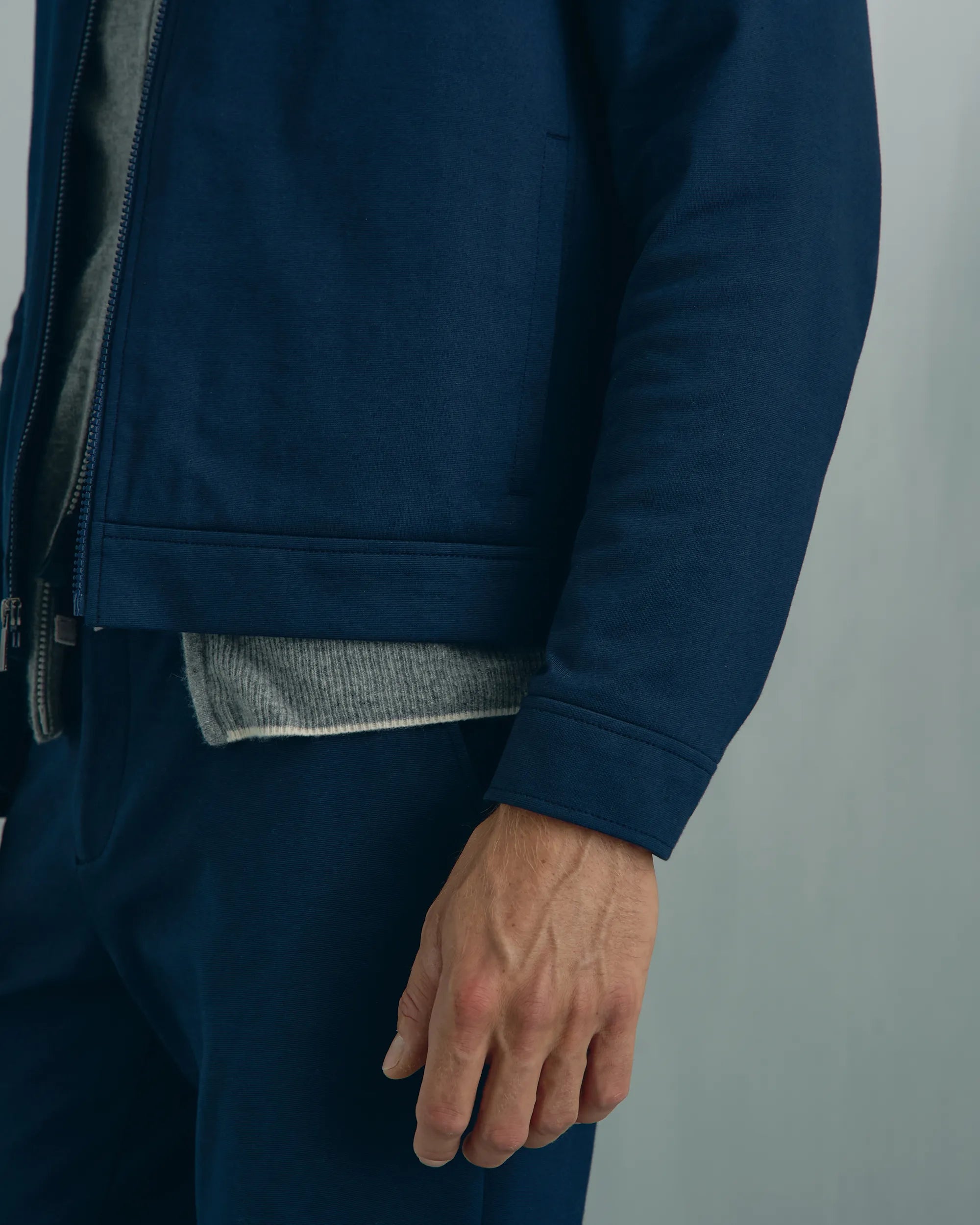 Windsor Cotton Nylon Knit Jacket - Windsor Cotton Nylon Knit Jacket Navy