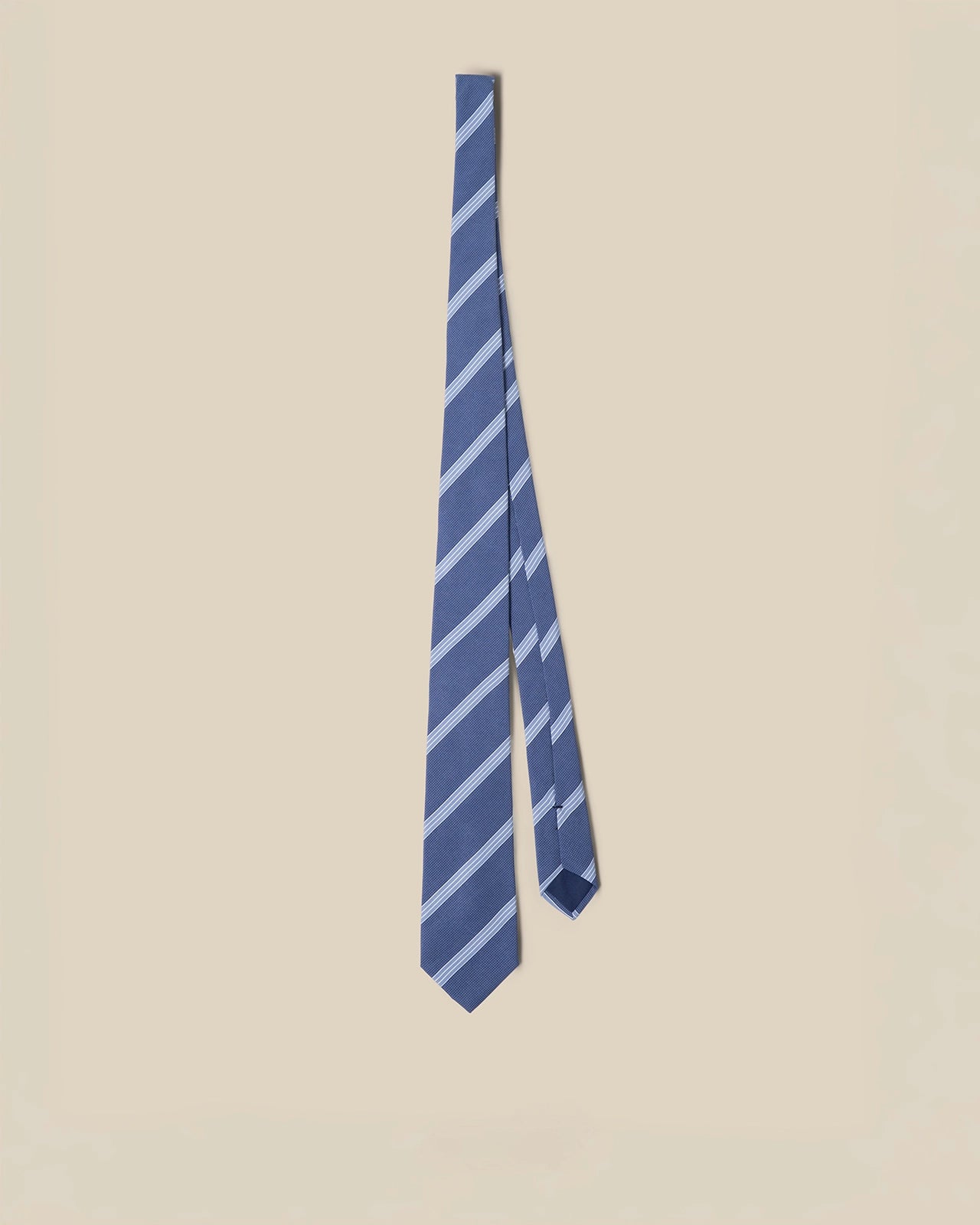 Silk Tie - Silk Tie Blue Bar Stripe
