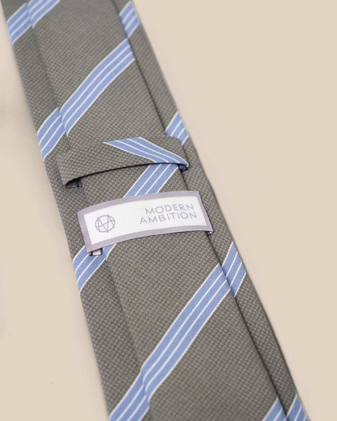 Silk Tie - Silk Tie Olive Bar Stripe