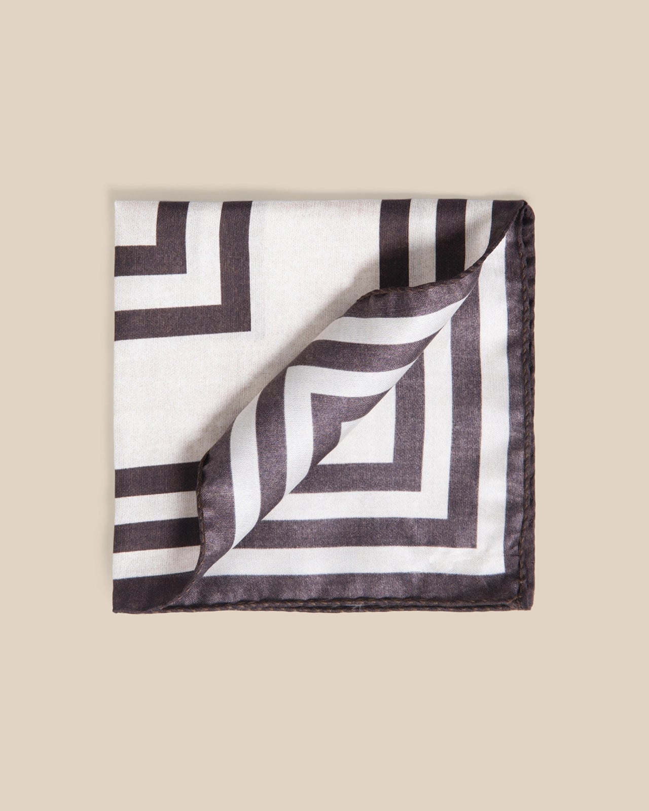 Silk Pocket Square - Silk Pocket Square Brown Isometric Square