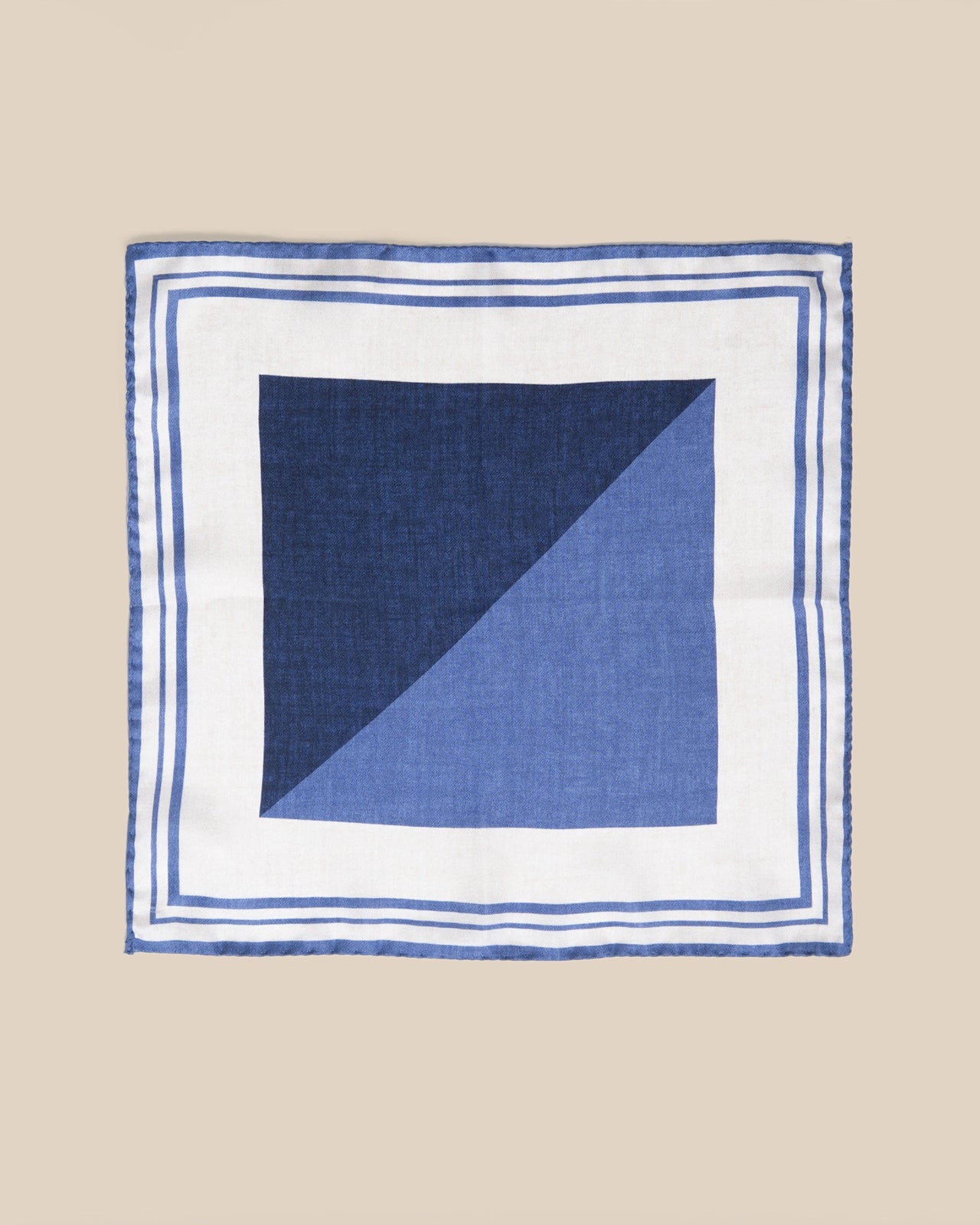 Silk Pocket Square - Silk Pocket Square Cerulean Geometric Split